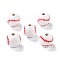 Natural Wood Beads, Dyed, Round, Red, Baseball, 15.5x14.5mm, Hole: 3.2mm