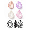 K9 Glass Rhinestone Cabochons, Point Back & Back Plated, Faceted, Teardrop, Mixed Color, 10x7x4mm