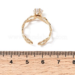 304 Stainless Steel Micro Pave Cubic Zirconia Open Cuff Rings for Women&nbsp;RJEW-K258-15B-G