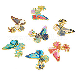 7Pcs 7 Colors Rack Plating Alloy Enamel Big Pendants&nbsp;ENAM-TA0002-71