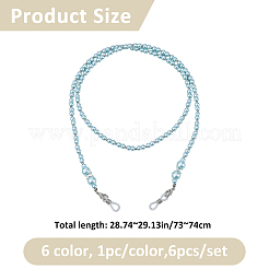 6Pcs 6 Colors Glass Pearl Round Bead Eyeglasses Chains&nbsp;HJEW-FH00204