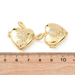Eco-Friendly Rack Plating Brass Micro Pave Clear Cubic Zirconia Locket Pendants&nbsp;KK-F850-03G
