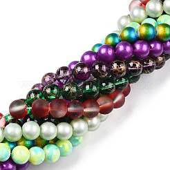 Mixed Painted Round Glass Beads Strands&nbsp;DGLA-X0002-8mm