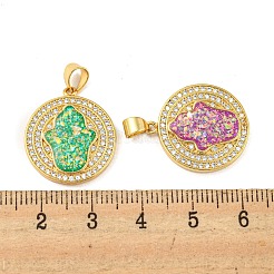 Brass Pendants Micro Pave Cubic Zirconia with Synthetic Opal&nbsp;KK-K356-01G