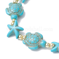 Synthetic Turquoise Beaded Stretch Bracelets for Men Women&nbsp;BJEW-JB11762-02