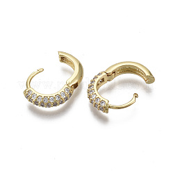 Brass Micro Pave Cubic Zirconia Huggie Hoop Earrings&nbsp;LS-EJEW-R144-004E-NF