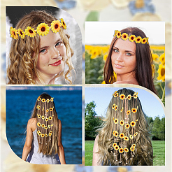 2Pcs 2 Styles Cloth Flower Hippie Headband Floral Crown&nbsp;OHAR-CP0001-18B