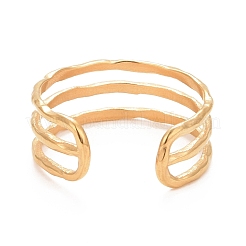 Ion Plating(IP) 304 Stainless Steel Triple Line Open Cuff Ring for Women&nbsp;X-RJEW-C025-12G