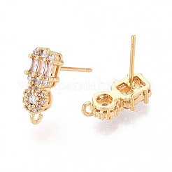 Brass Micro Pave Clear Cubic Zirconia Stud Earring Findings&nbsp;KK-T071-23G