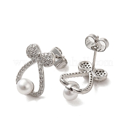 Bowknot Brass Micro Pave Clear Cubic Zirconia Stud Earrings&nbsp;EJEW-A040-01P