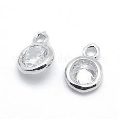 Brass Cubic Zirconia Pendants&nbsp;KK-P119-33-7x5mm-P-NR