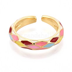 Brass and Enamel Cuff Rings for Women&nbsp;KK-T071-83G