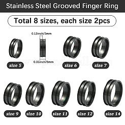 16Pcs 8 Styles 201 Stainless Steel Grooved Finger Ring Settings&nbsp;RJEW-SC0001-27