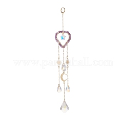 Glass Teardrop & Star Window Hanging Suncatchers&nbsp;HJEW-JM00905-03