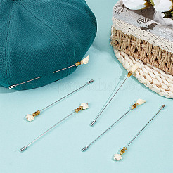 6Pcs 2 Styles Flower Brass Brooch&nbsp;JEWB-DR00014