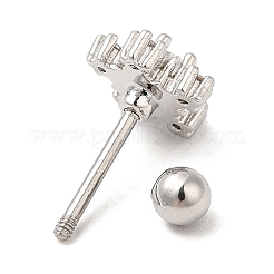 Brass Micro Pave Clear Cubic Zirconia Stud Earrings&nbsp;LS-EJEW-L265-11P