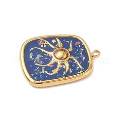 304 Stainless Steel Epoxy Resin with Natural Shell and Sequins Inside Pendants&nbsp;STAS-L026-17G-O04