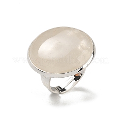 Natural Quartz Crystal Round Adjustable Rings&nbsp;RJEW-K371-09S-29