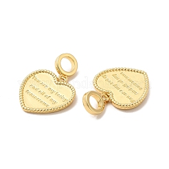 Rack Plating Brass Heart European Dangle Charms&nbsp;KK-B068-11G