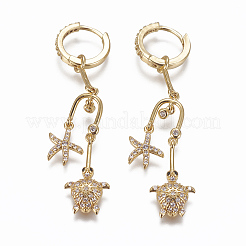 Brass Micro Pave Cubic Zirconia Dangle Hoop Earrings&nbsp;EJEW-F224-04