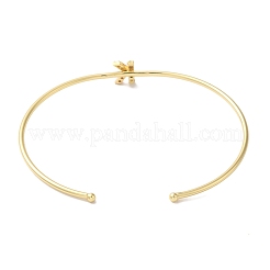 Rack Plating Brass Micro Pave Clear Cubic Zirconia Letter Open Cuff Bangles&nbsp;BJEW-A018-01G-K