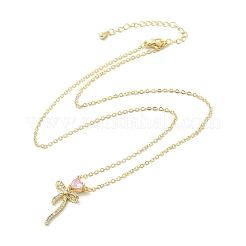 Brass Micro Pave Cubic Zirconia Pendant Necklaces&nbsp;NJEW-S441-03C-G