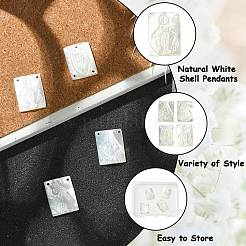 4Pcs 4 Styles Natural White Shell Pendants&nbsp;SSHEL-CJ0001-20