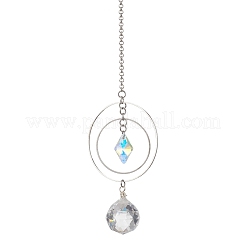 Round Glass & Brass Hanging Suncatchers&nbsp;HJEW-JM04632
