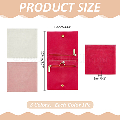 3Pcs 3 Colors Folding Microfiber & Fleece Jewely Storage Zipper Bags for Earrings Necklaces Rings&nbsp;ABAG-ME0001-01
