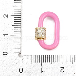 Oval Brass Micro Pave Clear Cubic Zirconia Screw Carabiner Clasps&nbsp;KK-B167-01A-02G