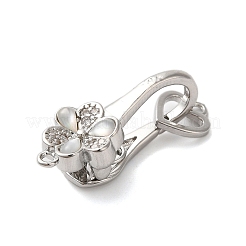 Brass Micro Pave Clear Cubic Zirconia Fold Over Clasps&nbsp;KK-S382-13P-01
