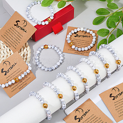 1Set Natural Howlite Beads Stretch Bracelets for Men Women&nbsp;BJEW-DC0001-19