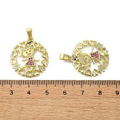 Rack Plating Brass Micro Pave Cubic Zirconia Pendants&nbsp;KK-R157-13C-G