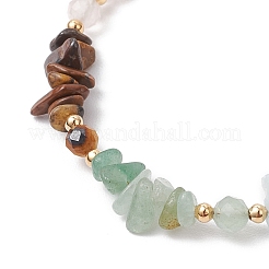 Chakra Natural Rose Quartz & Amethyst & Apatite & Aquamarine & Green Aventurine & Tiger Eye & Carnelian Chip Beaded Bracelets for Women&nbsp;BJEW-JB11741-02
