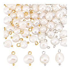 50Pcs 2 Colors Natural Cultured Freshwater Pearl Nuggets Charms&nbsp;PALLOY-PH01721