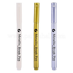 6Pcs 3 Colors Plastic Metallic Brush Pen&nbsp;AJEW-TA0003-65