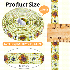 Polyester Bees Printed Grosgrain Ribbons&nbsp;SRIB-WH20020-018A
