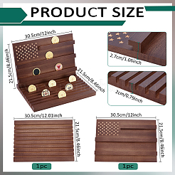 Wooden Commemorative Coin Organizer Slotted Display Stands&nbsp;ODIS-WH0086-228A