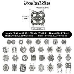 60Pcs 30 Styles Tibetan Style Zinc Alloy Multi-Strand Links&nbsp;FIND-CJ0003-63