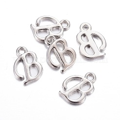 Platinum Plated Alloy Letter Pendants&nbsp;PALLOY-P097-02-B