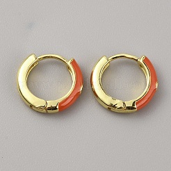 Enamel Hoop Earrings with Clear Cubic Zirconia&nbsp;EJEW-WH0004-39B