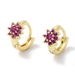 Brass Pave Cubic Zirconia Hoop Earrings&nbsp;EJEW-L269-123G