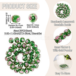 1 Strand Handmade Lampwork Inner Flower Rondelle Beads Strands&nbsp;LAMP-TA0002-72G