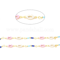 Handmade Brass Enamel Lip Link Chains&nbsp;CHC-M024-26G-03