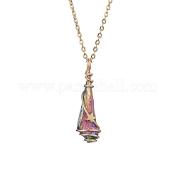 Mixed Color Dyed Natural Quartz Crystal Irregular Nugget Pendant Necklace&nbsp;NJEW-JN04627-02