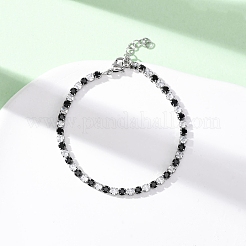 304 Stainless Steel with Cubic Zirconia Link Chain Bracelets for Women&nbsp;BJEW-G754-01A-P01