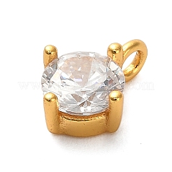925 Sterling Silver Clear Cubic Zirconia Flat Round Charms&nbsp;STER-U009-07G-02