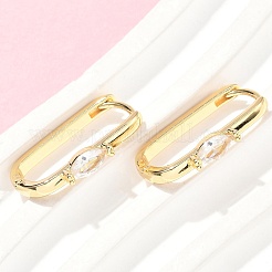 Rectangle Brass Micro Pave Clear Cubic Zirconia Hoop Earrings&nbsp;EJEW-Z102-23G