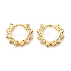 Clear Cubic Zirconia Sun Shape Hoop Earrings&nbsp;EJEW-P199-07G
