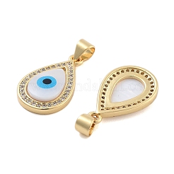 Brass Pave Cubic Zirconia With Shell And Enamel Pendants&nbsp;KK-U009-07G